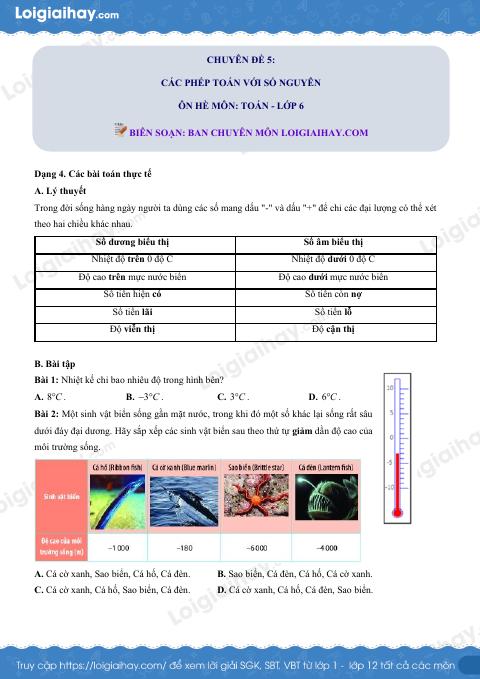Dạng 4. Các bài toán thực tế Chủ đề 5 Ôn hè Toán 6